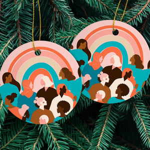 Feminist Diversity Rainbow Christmas Ornament