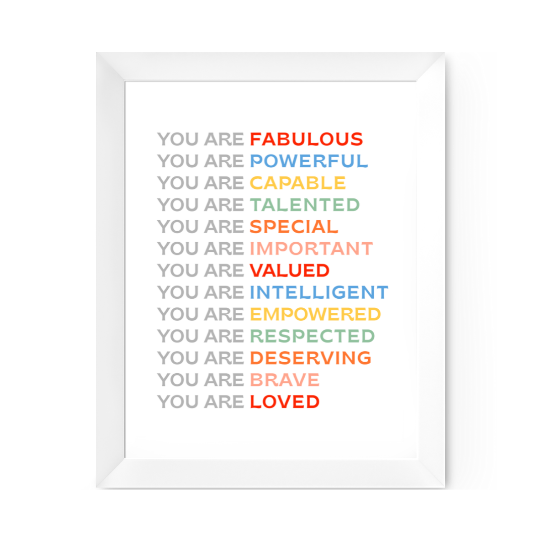 Rainbow Affirmations for Kids Wall Art