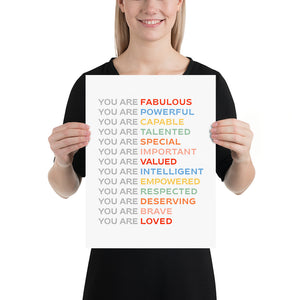 Rainbow Affirmations for Kids Wall Art